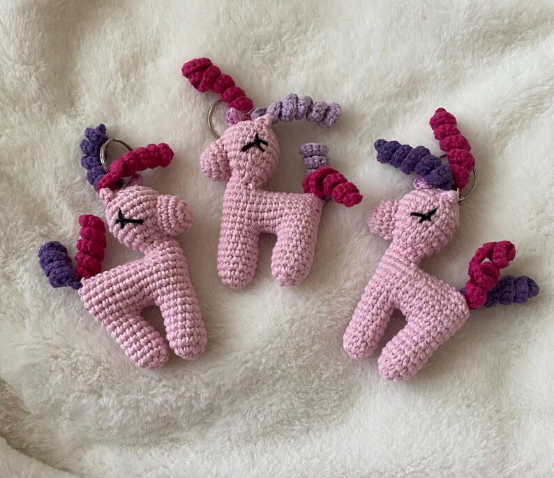Hand Knitted/crochted Unicorn, Unicorn Bag Charm, Unicorn Keychain