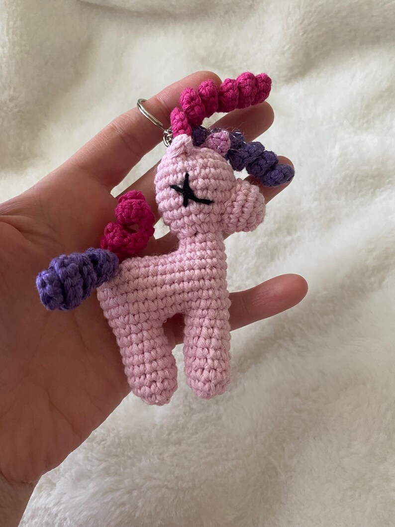 Hand Knitted/crochted Unicorn, Unicorn Bag Charm, Unicorn Keychain