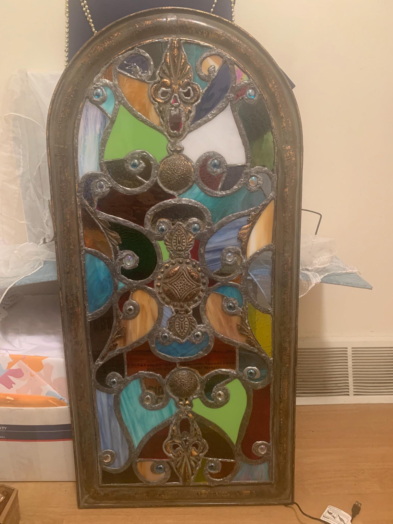 Arch Shaped Stained-glass Wall Art With Remote Control LED Lighting - Etsy