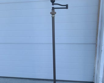 1930s Jr Torchiere Swing Arm Floor Lamp Waffle Milk Glass Shade Art Deco