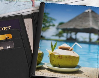 Passport Holder, Passport Cover, Thailand Scene Passport Holder, Cover for Passport with Thai Drink Passport, Travel Passport