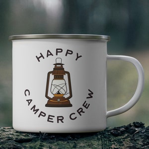 Camper Crew Mug, Maine Camping Mug, Camper Mug, Happy Campers Campfire Mug, Glamping Mug Wedding Camper Mug, Enamel 12 oz Mug, Hiking Mug