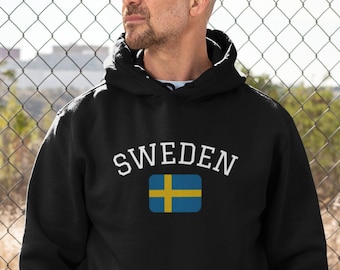 Swedish Flag Sweatshirt Hoodie for Lovers of Sweden in Europe in Scandinavia, Sweden Themed Streetwear Hoodie Retro Swedes