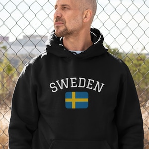 Swedish Flag Sweatshirt Hoodie for Lovers of Sweden in Europe in Scandinavia, Sweden Themed Streetwear Hoodie Retro Swedes