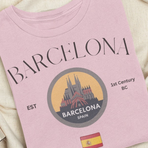 Maglietta Spagna, Camicia da viaggio a Barcellona, Viaggio in Spagna, T-shirt estetica carina, T-shirt Spagna, Camicia da viaggio per città, Crociera in Europa, T-shirt Barcellona