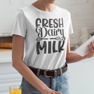 Dairy Milk T-shirt, Milk Lover Tee, Cow Graphic Shirt, Farm Animal Tee, Milk and Dairy Apparel, Farm to Table T-shirt, Farmhouse Style Shirt