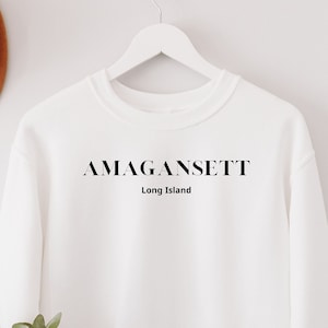 Cadeau style insulaire Amagansett Long Island sweat-shirt, pull Amagansett, chemise universitaire esthétique, t-shirt minimaliste surdimensionné, Montauk New York