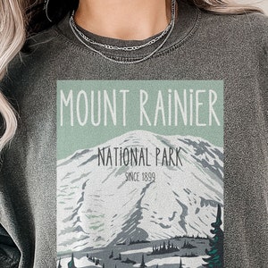 National Park Shirt Mount Rainier National Park TShirt,  Best Comfort Colors® Mount Rainier Camping with Vintage Graphic, Hiking Shirt