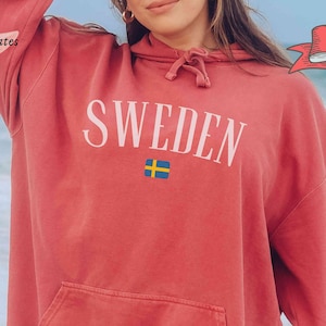 Sweden Sweatshirt, Comfort Colors® Brand Hooded Sweatshirt, Swedish Crewneck, Swede Shirt, Sweden Gift, Sweden Flag Pullover, Swedes Tee