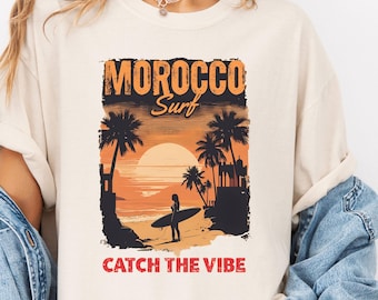 Marokko surfshirt cadeau Beachy shirt zomer T-shirt heren/dames Marokko Casablanca T-shirt origineel en authentiek cadeau Unisex Plus maten