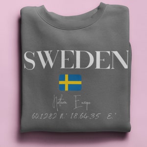 Sweden Scandinavian Apparel, Stockholm Clothes,  Soft Mens Crewneck, Sweden Flag Sweatshirt, Swedish Flag Shirt, Northern Europe Trip Sweat