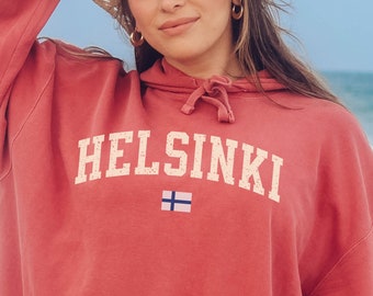 Helsinki Sweatshirt, Comfort Colors® Brand Hooded Sweatshirt, Helsinki Shirt Crewneck, Helsinki Pullover, Helsinki Hoodie, Helsinki Flag