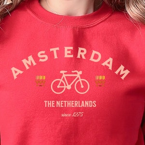 Christmas Amsterdam Sweatshirt, Amsterdam Netherlands, Bicycle Crewneck Sweatshirt, Unisex Amsterdam Pullover, Sweater Gift, Europe Shirt