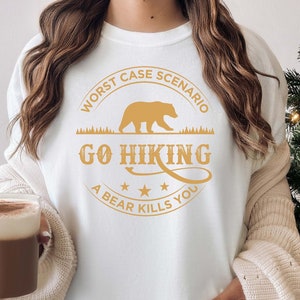 Outdoor Shirt Granola Girl Shirt Hiking Comfort Colors® 1717, Worst Case Scenario Bear Kills You Shirt, Funny Hiking Shirt, Gift For Hiking