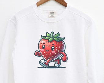 Strawberry Sweater Sweatshirt Comfort Colors® Strawberry Sweatshirt, Garden Sweatshirt, Gardening Gift, Foodie Gift, Unisex, Plus Size Too