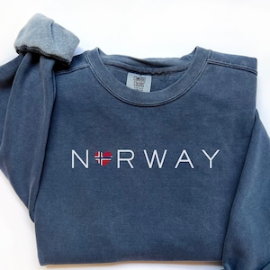 Norway Flag Sweater Sweatshirt, Popular Comfort Colors® 1566 Norway Sweatshirt Norge Sweater Norwegian Shirt Nordic Crewneck Northern Europe