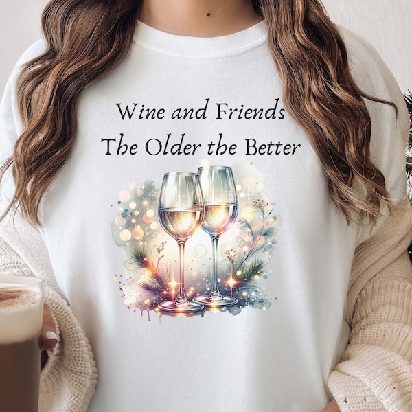 Wine and Friends Shirt Comfort Colors® Wine Tshirt Mega Bling Shirt, Friends Matching Tshirt Bestie Bling BFF Gift Cruise Squad, Good Friend