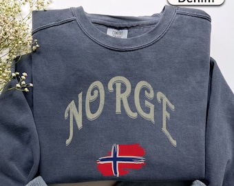 Norge Sweatshirt, Beliebte Comfort Colors® Norwegen Crewneck Pullover, Norweger Geschenk, Skandinavien Shirt, Unisex Größe, auch Plus Größen!