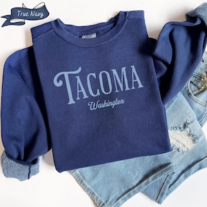 Tacoma Popular Comfort Colors® 1566 Crewneck Pullover, Washington Sweatshirt Pacific Northwest, PNW State Sweater, Mountain Pullover Moose