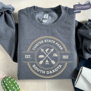 South Dakota State Parks Sweatshirt, Custer State Park SD, Adventure Hiking Camping Nature Shirt, Unisex, Plus Sizes too