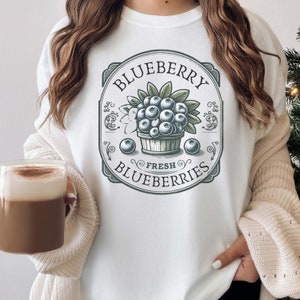 Blueberry Comfort Colors® Shirt Unisex Short Sleeve Tee, Blueberry Fruit Food Tshirt Graphic Blueberry Pattern Gift, Farm Fresh Blueberries