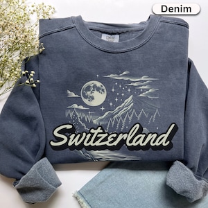 Swiss Alps Sweatshirt, Swiss Shirt Gift, Cute Swiss Gift Crewneck Switzerland Pullover Popular Comfort Colors® Father&#39;s Day Gift Idea