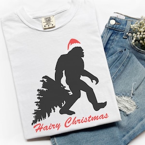 Bigfoot Christmas Tshirt, Comfort Colors® 1717 Shirt, Sasquatch Christmas T-Shirt, Hairy Christmas, Perfect Funny Gift for Brother or Uncle