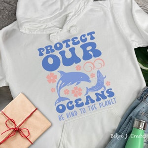 Protect Our Oceans Sweatshirt, Marine Biologist Gift Shirt for the Holidays Marine Biology Comfort Colors® Brand Hooded Sweatshirt Unisex