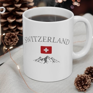 Switzerland Mug, Swiss Mug, Europe Coffee Mug, Ceramic Mug, Ski Switzerland Mug, Cute Coffee Mug Gift, Deliciousness Coffee Cup Swiss Alps