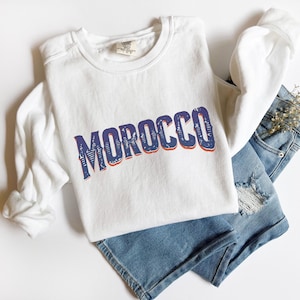 Morocco Sweatshirt, Popular Comfort Colors® Africa Root Clothes Marrakesh Gift Top Family Trip Outfit Retro Casablanca Baggy Womens Shirt