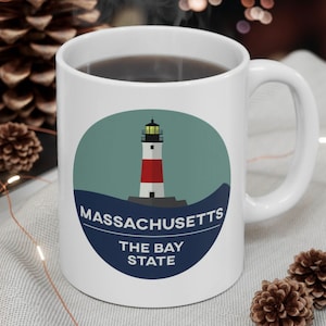 Massachusetts Mug, Cape Cod Inspired Coffee Mug, Ceramic Mug, New England Mug, Cute Coffee Mug Gift, Deliciousness Coffee Cup Mug