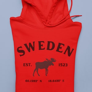 Moose hoodie, Swedish moose print, Swedish hoodie for all Scandinavian lovers, vintage inspired Sweden graphic moose, Sweden moose hoodie,