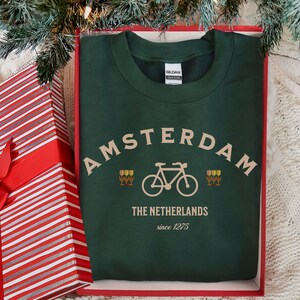 Amsterdam Sweatshirt, Amsterdam Netherlands, Bicycle Crewneck Sweatshirt, Unisex Amsterdam Pullover, Sweater Gift, Europe Sweatshirt, Plus