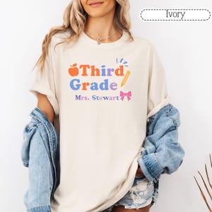Third Grade Custom Teacher Shirt Personalized Back to School Tshirt Gift Grade 3rd Grade Elementary Shirt Comfort Colors Unisex Sizes