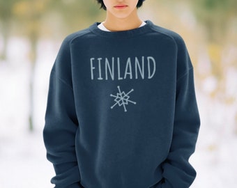 Finland Youth Size Crewneck Sweatshirt, Iceland Sweatshirt for Youth, Snowflake Pullover for Kids, Finn Lover Sweatshirt, Europe Shirt