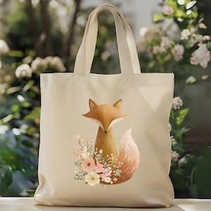Fox Tote Bag Recyclable Tote Bag Warm Animals Tote Cute Fox Tote Bag Fox Lover Tote Bag Cute Animal Tote Aesthetic Bag Casual Canvas Gift