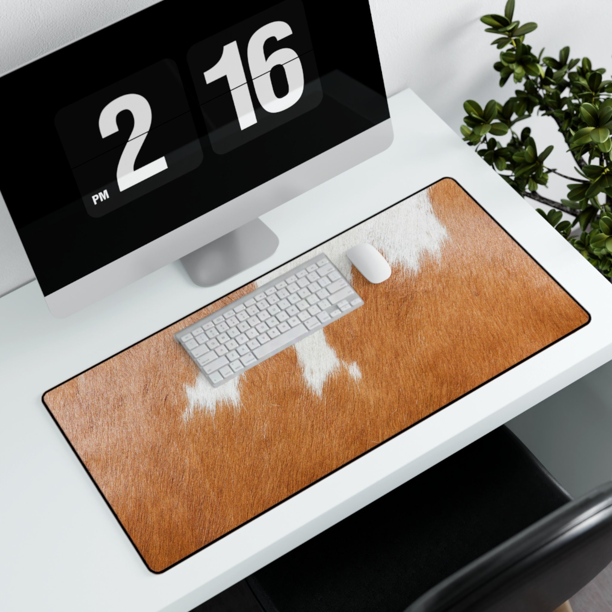 Western Style Desk Mat Cowhide Inspired (photo image) Desk Mat for Computer, Back to School School Supplies Dorm Life Office Decor
