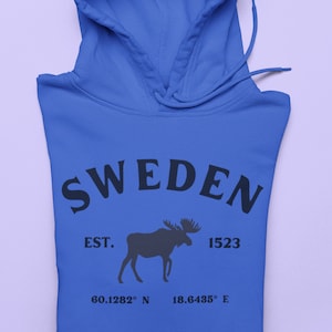 Vintage inspired Sweden graphic moose, Sweden moose hoodie, Moose Hoodie, Swedish moose print, Swedish hoodie for all Scandinavian lovers