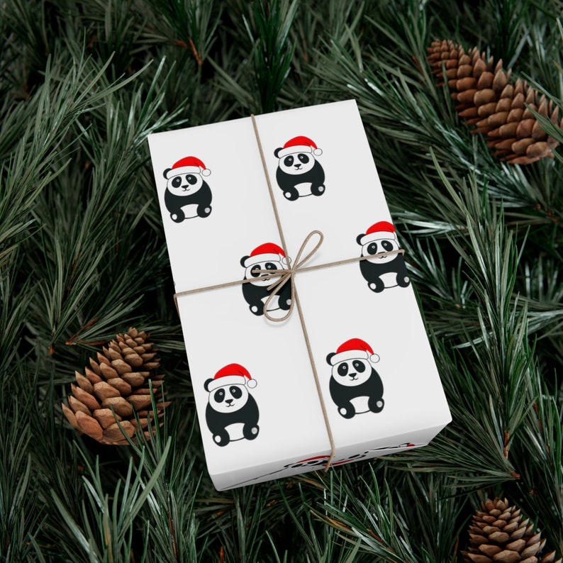 Panda Wrapping Panda Claus Christmas Wrapping Paper, Gift Wrap Papers Inspired by ...