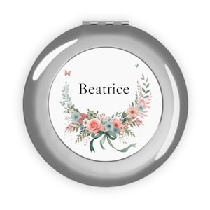 Bridesmaid Compact Mirror, Personalized Bachelorette Gift Personalized Flower Compact Mirror, Bridesmaid Gifts, Floral Compact Mirror, Birth