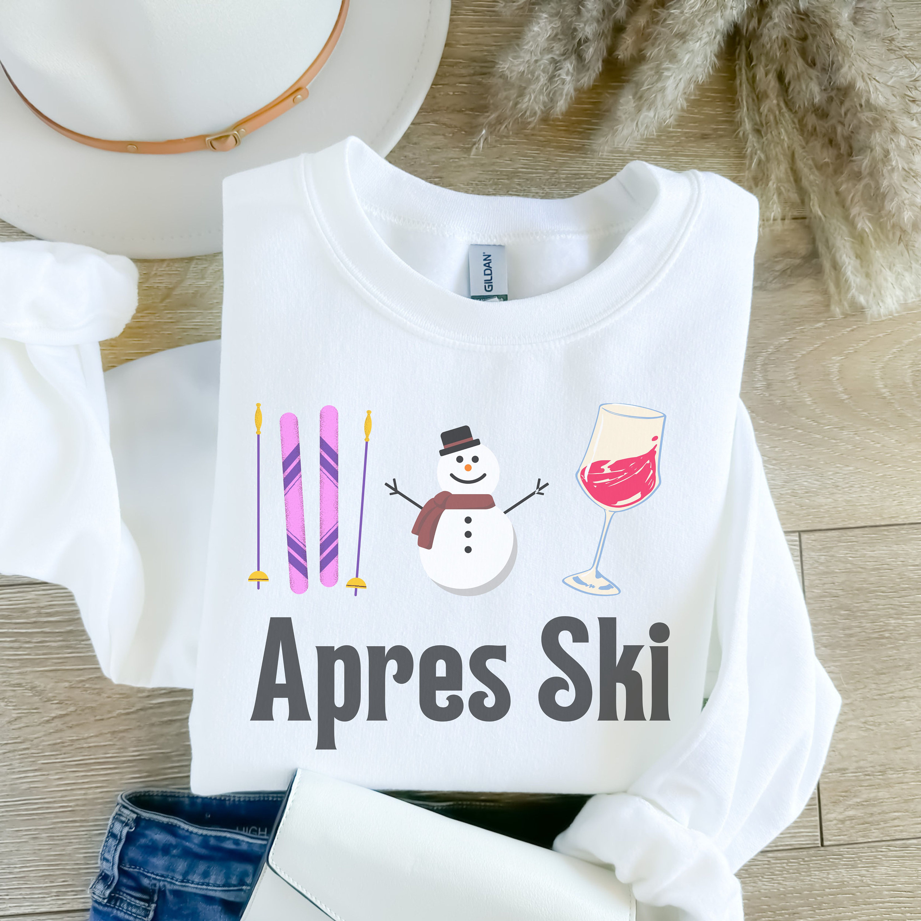 Sweater après-ski: schattige ski-trui met ronde hals, gezellige