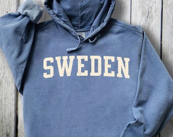 Sweden Sweatshirt, Comfort Colors® Brand Hooded Sweatshirt, Swedish Pullover, Swede Hoodie, Christmas Sweden Shirt, Birthday Gift Sweden
