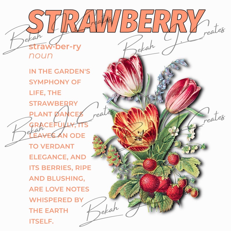 Strawberry Definition PNG SVG FILE Digital File Only for Digital