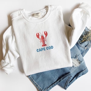 Camisa Cape Cod Sudadera con langosta Sudadera Popular Comfort Colors® Massachusetts Jersey de cuello redondo Nantucket East Coast Martha&#39;s Vineyard