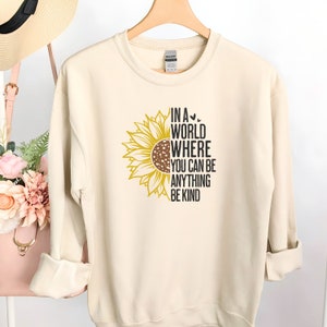 Sudadera retro Be Kind, jersey de cuello redondo Kindness, camisa de mujer de corte relajado