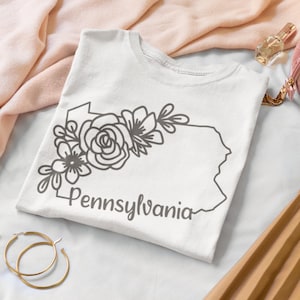 Pennsylvania Shirt, Pennsylvania Floral Illustration Tshirt, Pennsylvania Botanical Graphic Tee, Pennsylvania Nature Inspired T-shirt