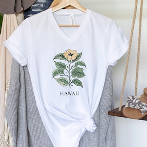 Hawaii-Hemd mit V-Ausschnitt Hawaii-T-Shirt mit V-Ausschnitt Tropical Islands Design Leichtes T-Shirt Bequemes Hawaii-Hemd Aloha State Shirt Trendy Sommer