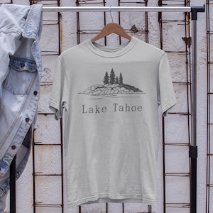 California Apparel Lake Tahoe Tee with Scenic Lake Graphic, Lake Tahoe Vacation T-shirt, Lake Tahoe Souvenir, Lake Tahoe Tshirt, Lake Tahoe