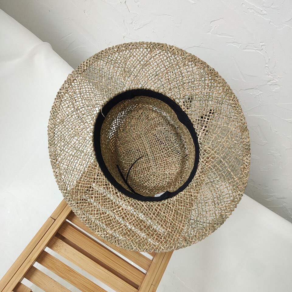 Chapeau En Paille De Jonc De Mer Fabriqué En Italie - Couleur Naturelle, Unisexe, Neuf Avec étiquette