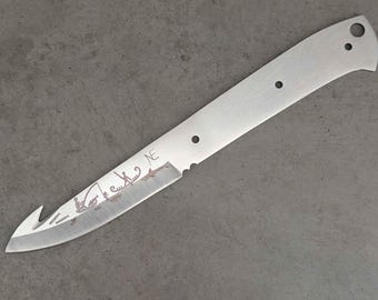 LIMITED EDITION - Sharky 95 - Stone Age Petroglyph Scandinavian Knife Blade Blank Bushcraft Nordic Edge Double-Sided Engraving